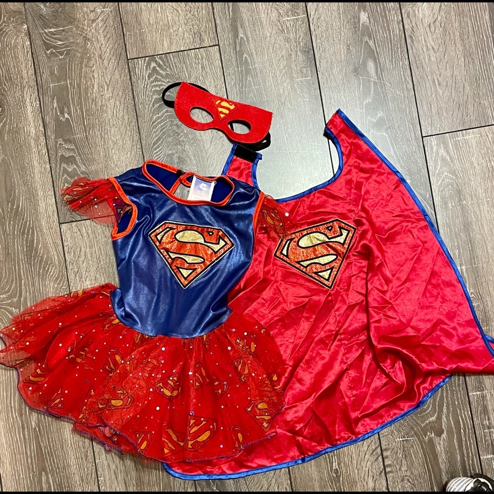 DC Comics Supergirl tutu dress, cape and mask costume